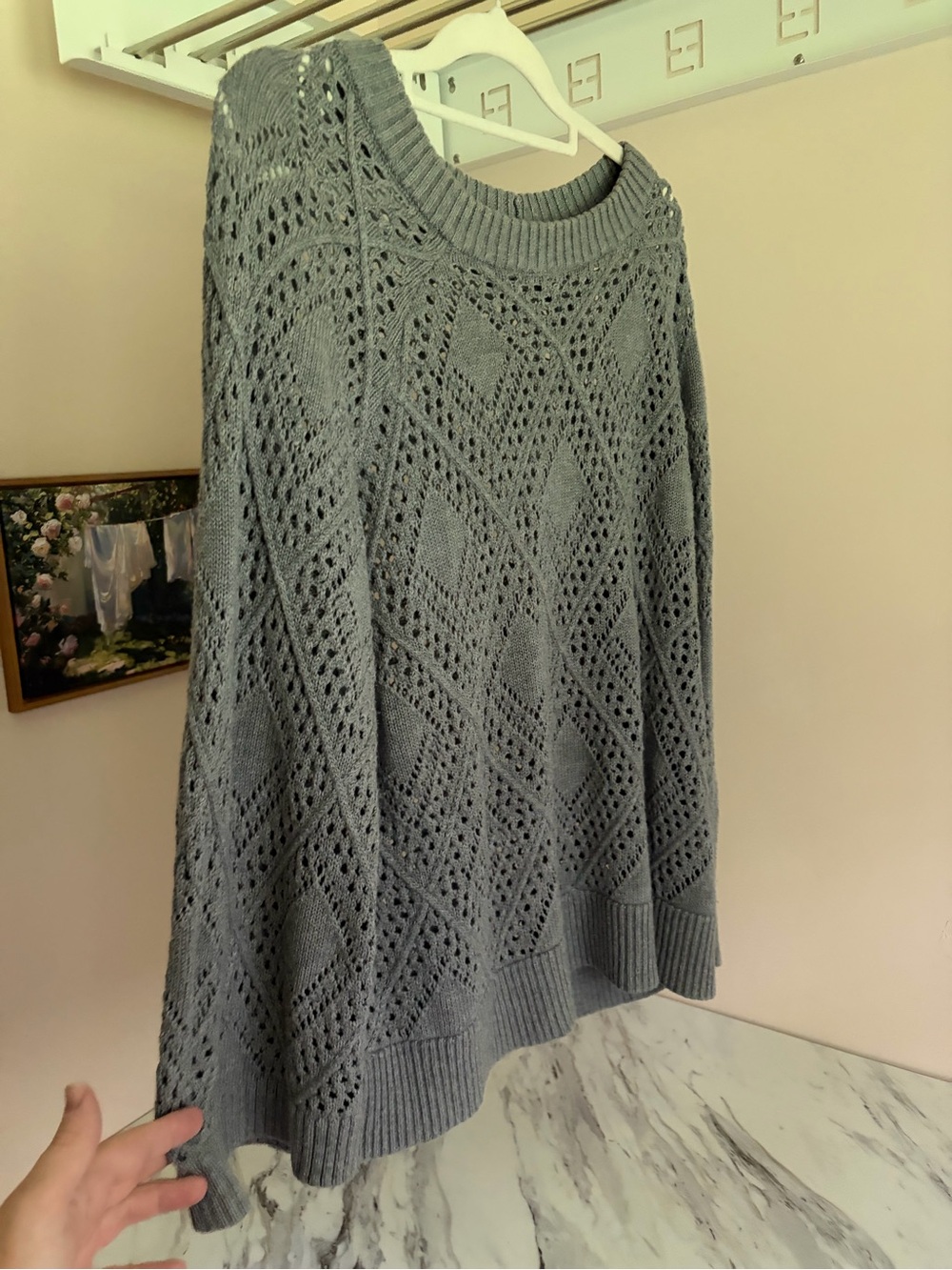 Torrid 1 Diamond Open-Knit Crochet Pointelle Sweater